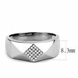 DA288 - Stainless Steel Ring High polished (no plating) Men AAA Grade CZ Clear