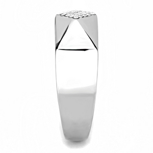 DA288 - Stainless Steel Ring High polished (no plating) Men AAA Grade CZ Clear