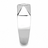 DA288 - Stainless Steel Ring High polished (no plating) Men AAA Grade CZ Clear
