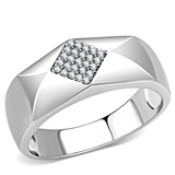 DA288 - Stainless Steel Ring High polished (no plating) Men AAA Grade CZ Clear