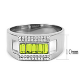 DA289 - Stainless Steel Ring High polished (no plating) Men Top Grade Crystal Olivine color
