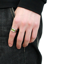DA289 - Stainless Steel Ring High polished (no plating) Men Top Grade Crystal Olivine color
