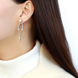 DA299 - Stainless Steel Earrings High polished (no plating) Women Synthetic White