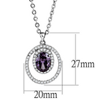 DA300 - High polished (no plating) Stainless Steel Chain Pendant with AAA Grade CZ  in Amethyst