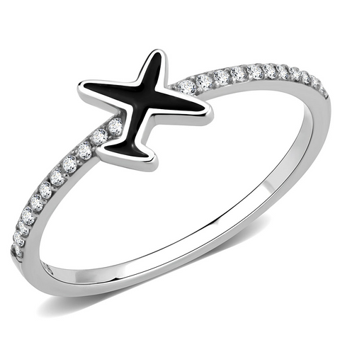 DA311 - Stainless Steel Ring No Plating Women Epoxy Jet