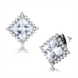 DA326 - No Plating Stainless Steel Earrings with AAA Grade CZ  in Clear