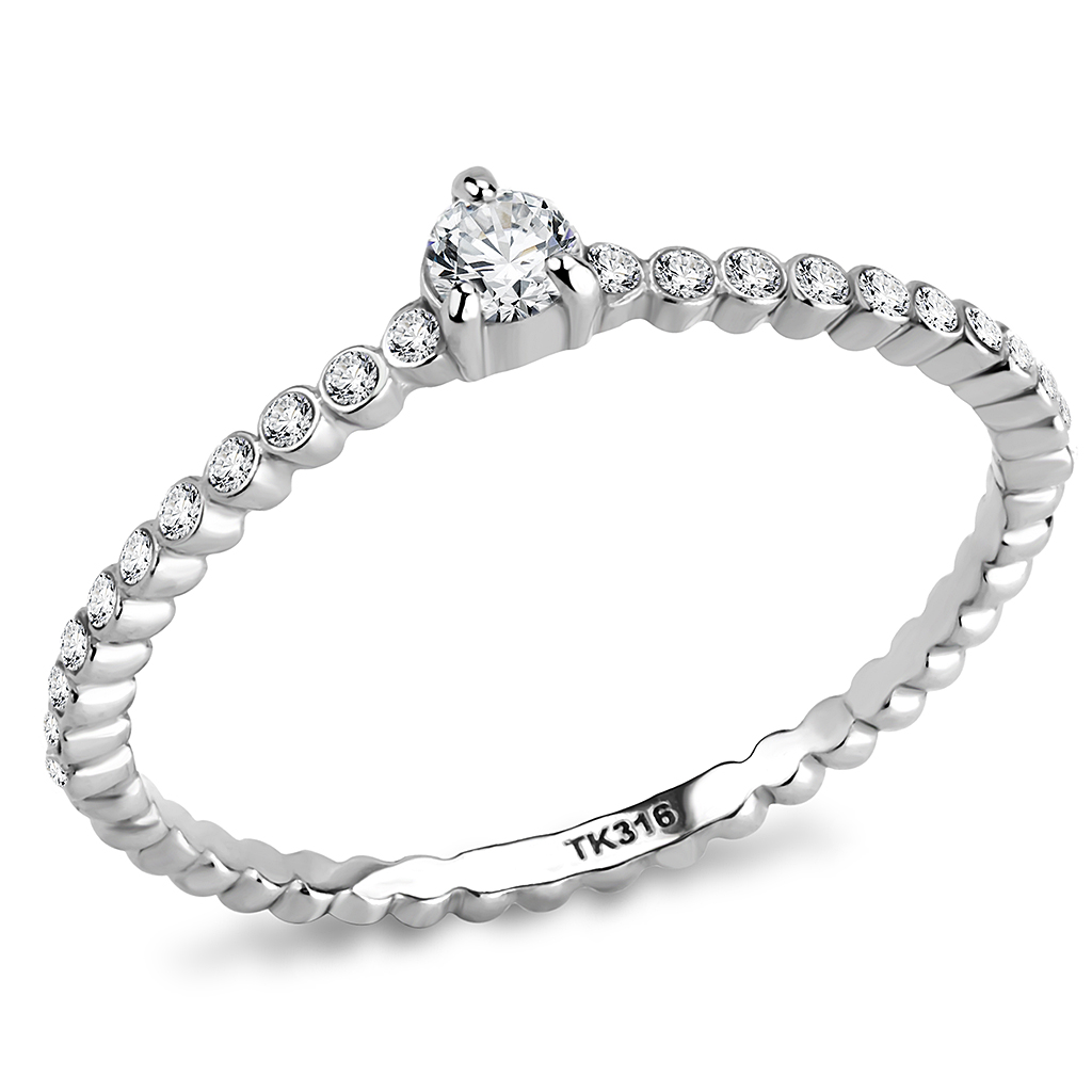 DA343 - Stainless Steel Ring No Plating Women AAA Grade CZ Clear