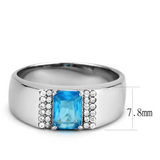 DA344 - Stainless Steel Ring No Plating Men Synthetic Sea Blue