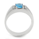 DA344 - Stainless Steel Ring No Plating Men Synthetic Sea Blue