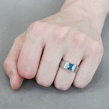 DA344 - Stainless Steel Ring No Plating Men Synthetic Sea Blue