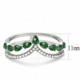 DA347 - Stainless Steel Ring High polished (no plating) Women Synthetic Emerald