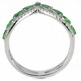 DA347 - Stainless Steel Ring High polished (no plating) Women Synthetic Emerald
