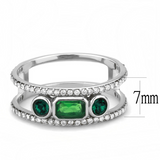 DA348 - Stainless Steel Ring High polished (no plating) Women Synthetic Emerald