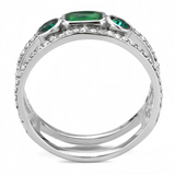 DA348 - Stainless Steel Ring High polished (no plating) Women Synthetic Emerald