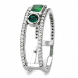 DA348 - Stainless Steel Ring High polished (no plating) Women Synthetic Emerald