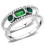 DA348 - Stainless Steel Ring High polished (no plating) Women Synthetic Emerald