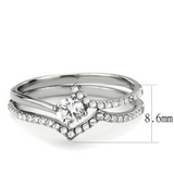 DA350 - Stainless Steel Ring High polished (no plating) Women AAA Grade CZ Clear