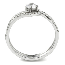 DA350 - Stainless Steel Ring High polished (no plating) Women AAA Grade CZ Clear