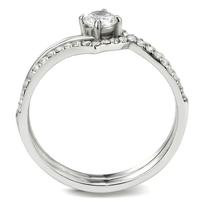 DA350 - Stainless Steel Ring High polished (no plating) Women AAA Grade CZ Clear
