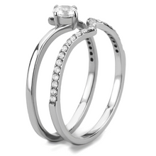 DA350 - Stainless Steel Ring High polished (no plating) Women AAA Grade CZ Clear