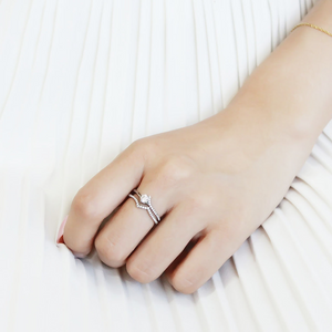DA350 - Stainless Steel Ring High polished (no plating) Women AAA Grade CZ Clear