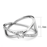 DA351 - Stainless Steel Ring High polished (no plating) Women AAA Grade CZ Clear