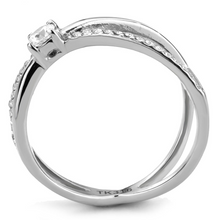 DA351 - Stainless Steel Ring High polished (no plating) Women AAA Grade CZ Clear
