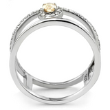 DA352 - High polished (no plating) Stainless Steel Ring with AAA Grade CZ  in Champagne