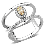 DA352 - Stainless Steel Ring High polished (no plating) Women AAA Grade CZ Champagne