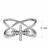 DA353 - Stainless Steel Ring High polished (no plating) Women AAA Grade CZ Clear