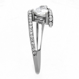 DA355 - Stainless Steel Ring High polished (no plating) Women AAA Grade CZ Clear