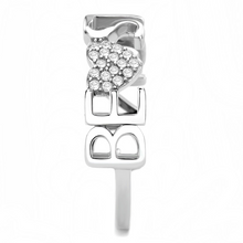 DA356 - Stainless Steel Ring High polished (no plating) Women AAA Grade CZ Clear