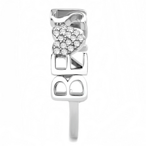 DA356 - Stainless Steel Ring High polished (no plating) Women AAA Grade CZ Clear
