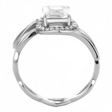 DA357 - High polished (no plating) Stainless Steel Ring with AAA Grade CZ  in Clear