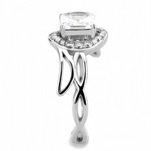 DA357 - High polished (no plating) Stainless Steel Ring with AAA Grade CZ  in Clear