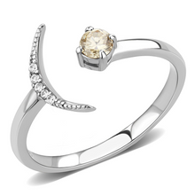 DA358 - Stainless Steel Ring High polished (no plating) Women AAA Grade CZ Champagne