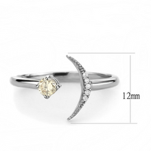 DA358 - Stainless Steel Ring High polished (no plating) Women AAA Grade CZ Champagne