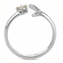 DA358 - Stainless Steel Ring High polished (no plating) Women AAA Grade CZ Champagne