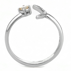 DA358 - Stainless Steel Ring High polished (no plating) Women AAA Grade CZ Champagne