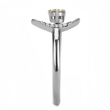 DA358 - Stainless Steel Ring High polished (no plating) Women AAA Grade CZ Champagne