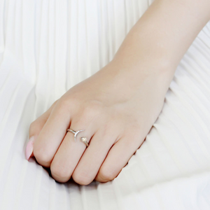 DA358 - Stainless Steel Ring High polished (no plating) Women AAA Grade CZ Champagne
