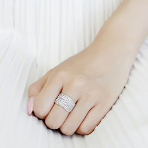 DA362 - Stainless Steel Ring High polished (no plating) Women AAA Grade CZ Clear