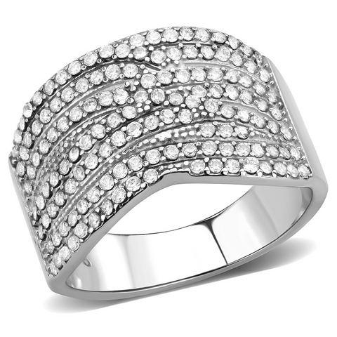 DA362 - Stainless Steel Ring High polished (no plating) Women AAA Grade CZ Clear
