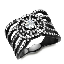 DA363 - Stainless Steel Ring IP Black(Ion Plating) Women AAA Grade CZ Clear