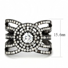 DA363 - Stainless Steel Ring IP Black(Ion Plating) Women AAA Grade CZ Clear