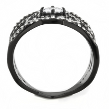 DA363 - Stainless Steel Ring IP Black(Ion Plating) Women AAA Grade CZ Clear