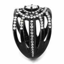 DA363 - Stainless Steel Ring IP Black(Ion Plating) Women AAA Grade CZ Clear