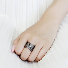 DA363 - Stainless Steel Ring IP Black(Ion Plating) Women AAA Grade CZ Clear