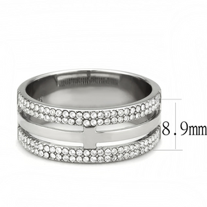 DA366 - Stainless Steel Ring High polished (no plating) Men AAA Grade CZ Clear