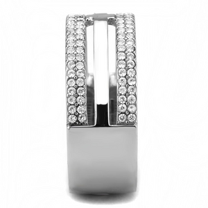 DA366 - Stainless Steel Ring High polished (no plating) Men AAA Grade CZ Clear